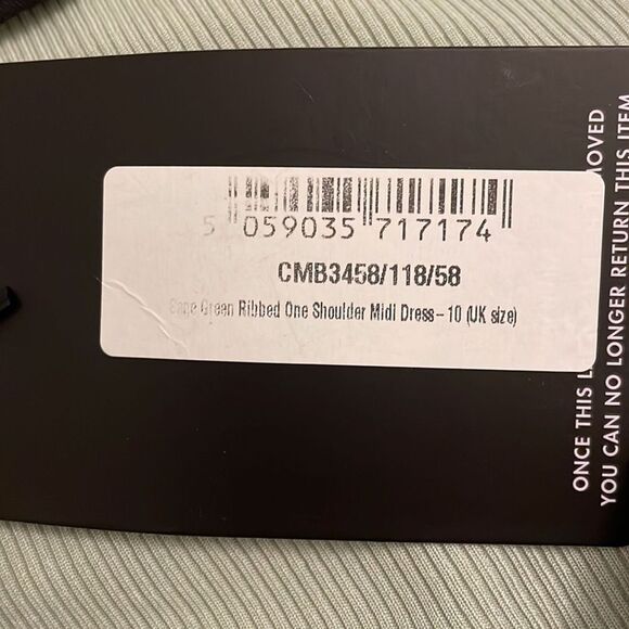 Pretty Little Thing Sage Green Rib Knit One Shoulder Dress Womens 6 NEW - Picture 10 of 11